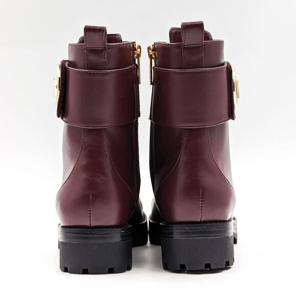 Michael Kors Women Tatum Vegan Red Leather MK Logo Combat Boots size 7 - Picture 5 of 12